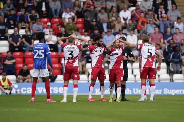 Pompey saw Joe Rafferty sent off against Stevenage this season