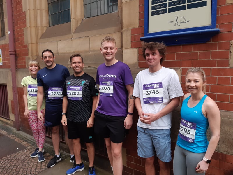 Friends gather before setting off to run the Sheffield 10k, Picture: David Kessen, National World