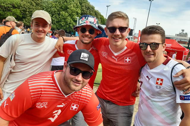 Switzerland fans at Devonshire Green, Sheffield, during the UEFA Women's Euro 22. The tournament helped Sheffield's tourist industry grow above £1.3 billion as it recovers post-Covid. Picture: David Kessen, National World