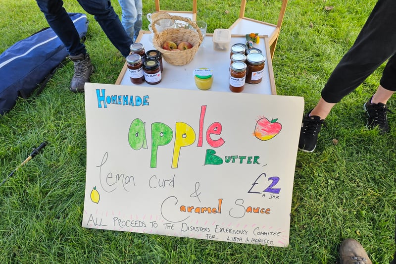 All the proceeds made from the homemade apple butter, lemon curd and caramel sauce jars went to the Disaster Emergency Committee for Libya and Morocco.