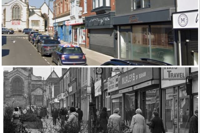 Church Street in Seaham in 2022 and 1983.