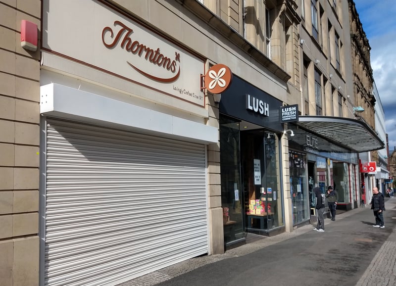 The old Thorntons store on Fargate, in Sheffield city centre. The famous chocolatier, which was founded in Sheffield in 1911, announced in 2021 that it was closing all its shops.
