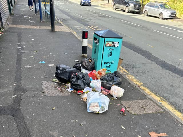 There are claims this bin near to the Northern General Hospital in Sheffield is not emptied regularly enough (Photo: submit)