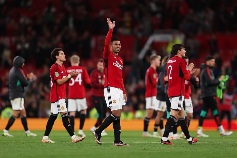 Casemiro of Manchester United waves to the fans at full time