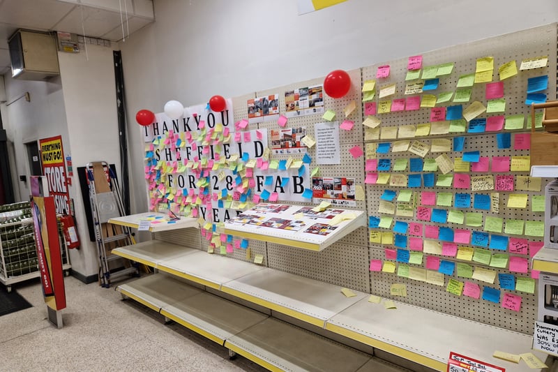 The entrance to Haymarket's Wilko has a wall where customers can share their goodbyes for the retailer. 