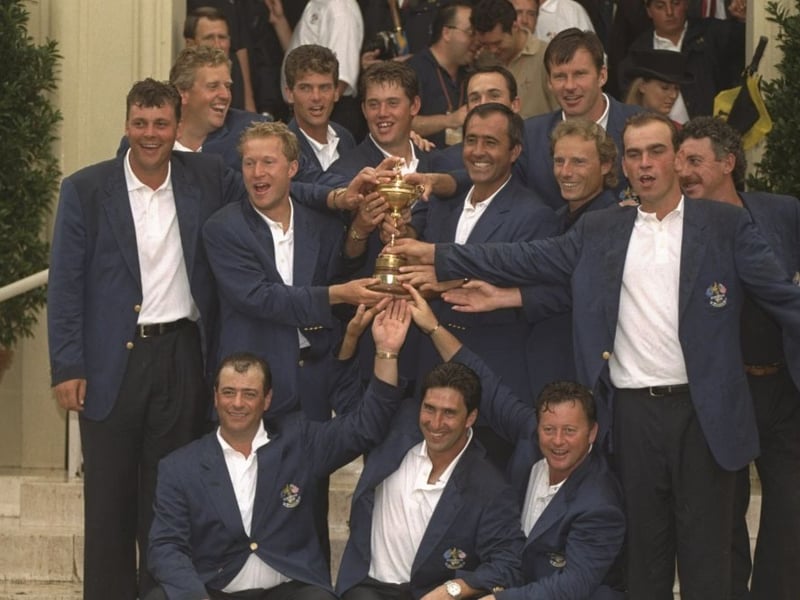Two years later, in 1997, Europe were celebrating at home, with a win at Valderrama Golf Club,
Andalusia. Seve Ballesteros proved an inspirational captain, with Scotland's Colin Montgomerie providing the most points - 3.5 out of a possible 5. The final score was once again 14.5-13.5 to Europe.
