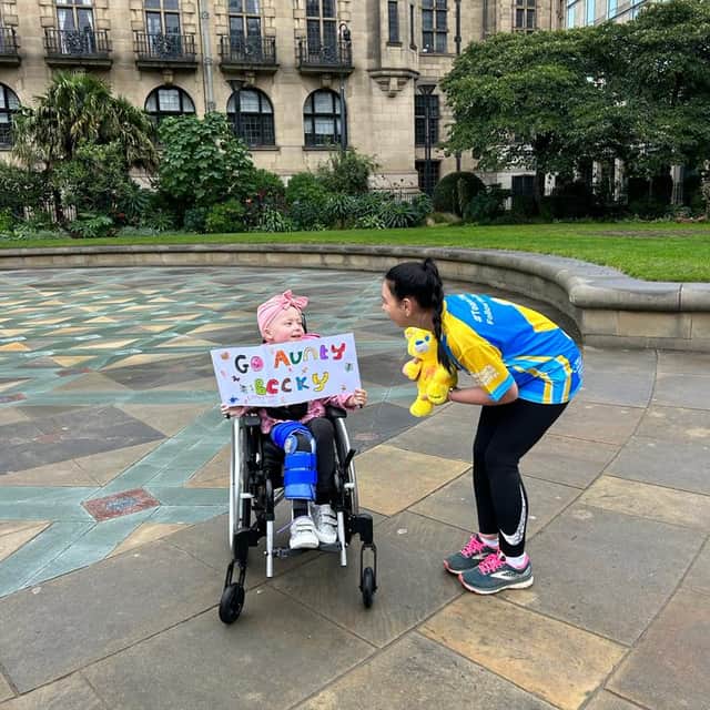 Aunty Rebecca Kudryk took on the Sheffield 10K to raise funds for The Children's Hospital Charity - a charity which has supported her five-year-old niece, Neiva, who is battling cancer.