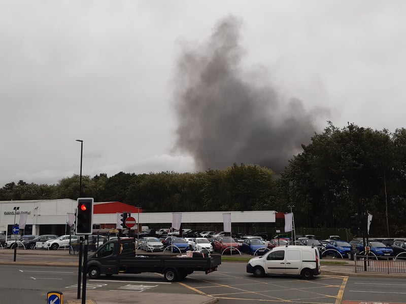 The view of the fire at a titanium warehouse on Penistone Road, Sheffield, pictured from near the B&B Picture: David Kessen, National World