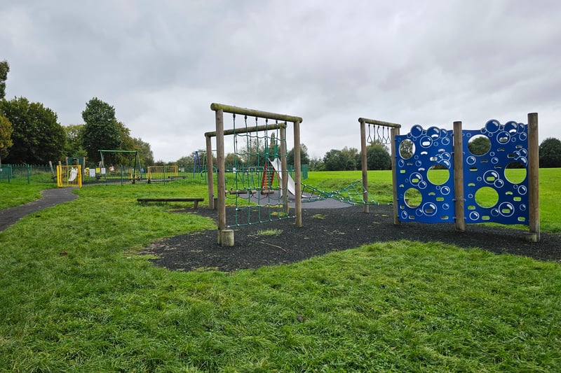 A dog-free area, the playground is located in Troopers Hill Field and has activities for different ages including slides, swings and balancing benches.