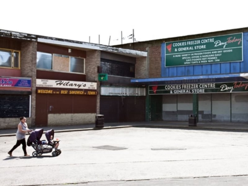 Shops on Buchanan Road, in Parson Cross, Sheffield, which have since been demolished, pictured here in May 2010. Photo: Picture Sheffield/Alex Ekins