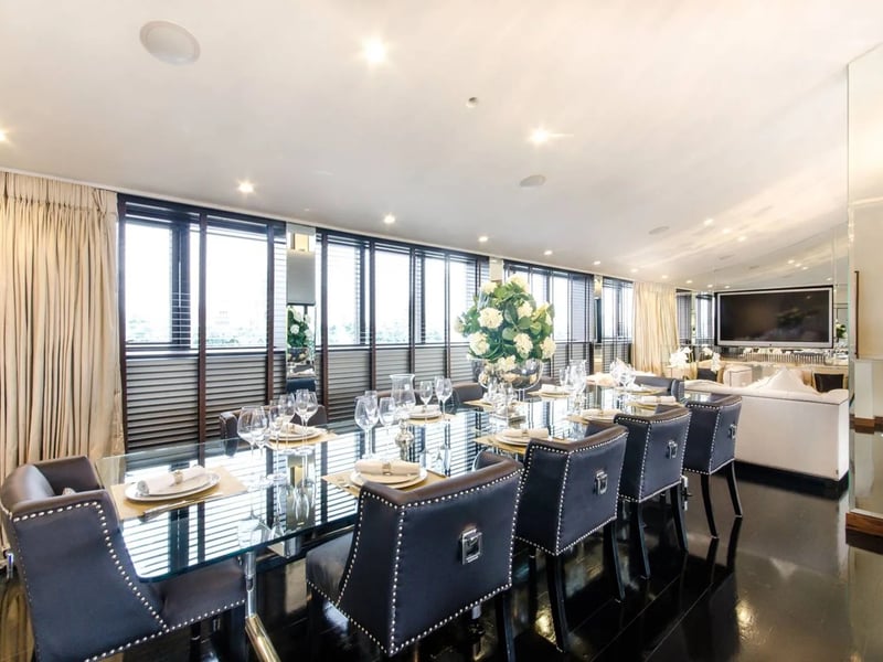 The space includes a wonderful reception and dining area