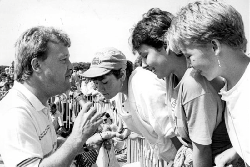 Keith Chegwin chats to Sharon Proud, 14, Cheryl Elliott, 14, and Melanie Barnes, 11, all of Harton, during his show in Bents Park. Were you there? Photo: Shields Gazette