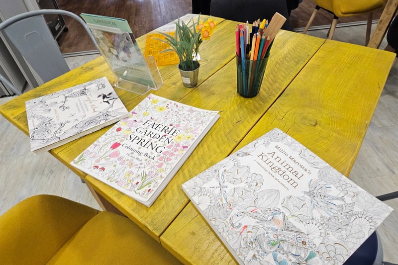 Visitors can enjoy some drawing and colouring in the community hub.