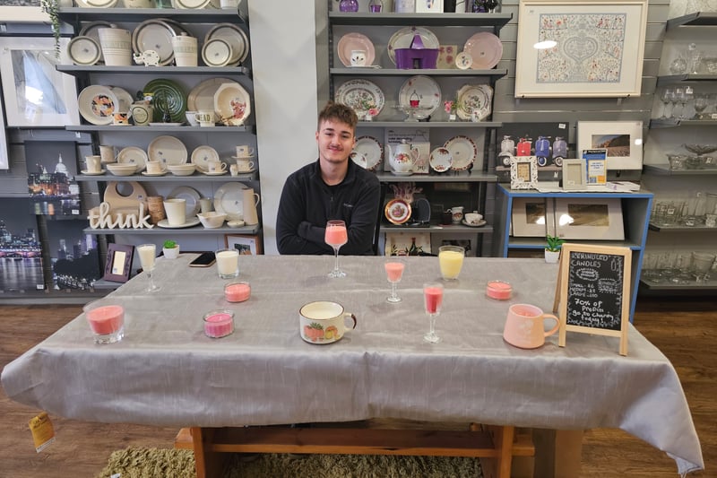 Marie Curie hosts stallholders regularly in their store like Kieran who was there on Wednesday representing small candle business Rekindled.