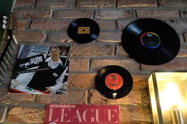 Some of the records which adorn the walls of the Frog & Parrot pub on Division Street in Sheffield city centre