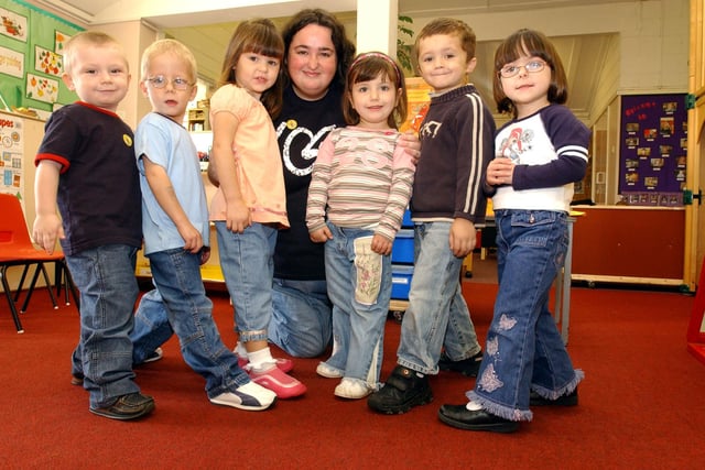 Oxclose Nursery in the picture and here is Kay Mills with the children who joined in with the fundraising.