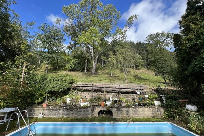 The pool at the property, which occupies a woodland site of just over half an acre. Picture courtesy of Mark Jenkinson estate agents 