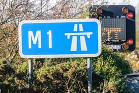 One lane is currently closed on the M1 northbound, following a two-vehicle crash near Sheffield 