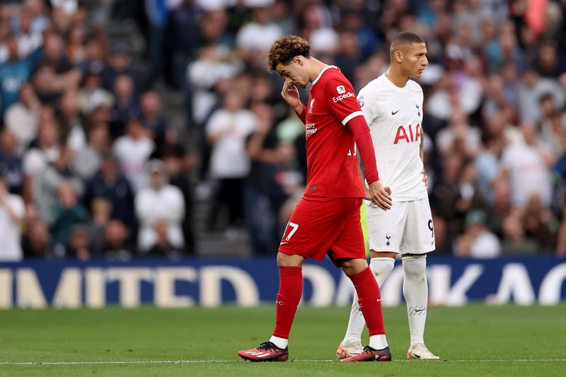 The Liverpool midfielder must serve the second of a three-match suspension after being sent off in the 2-1 loss to Tottenham. 