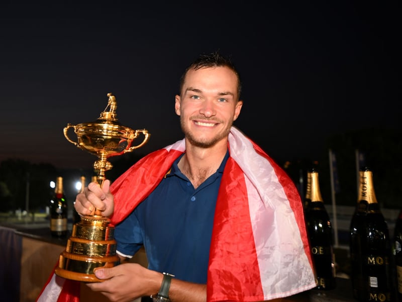 Denmark's Nicolai Hojgaard earned 0.5 points from 3 matches.