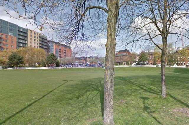 Devonshire Green, in Sheffield city centre, where a man was reportedly set upon by a group of people after declining to give money to a female beggar. Photo: Google