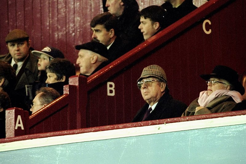 18 Dec 1999: Aston Villa chairman Doug Ellis watches from the stands during the FA Carling Premiership match against Sheffield Wednesday at Villa Park in Birmingham, England. Villa won 2-1. \ Mandatory Credit: Ben Radford /Allsport