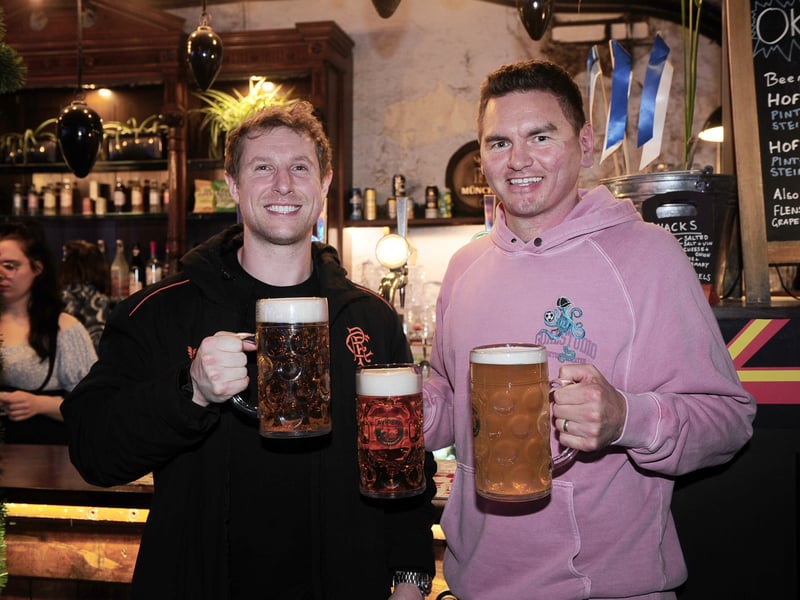Dary Jones and Ben Paris at the Oktoberfest event in Farsley