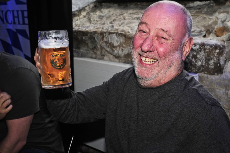 Pete McCluskey enjoys a German beer.