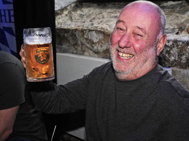Pete McCluskey enjoys a German beer.