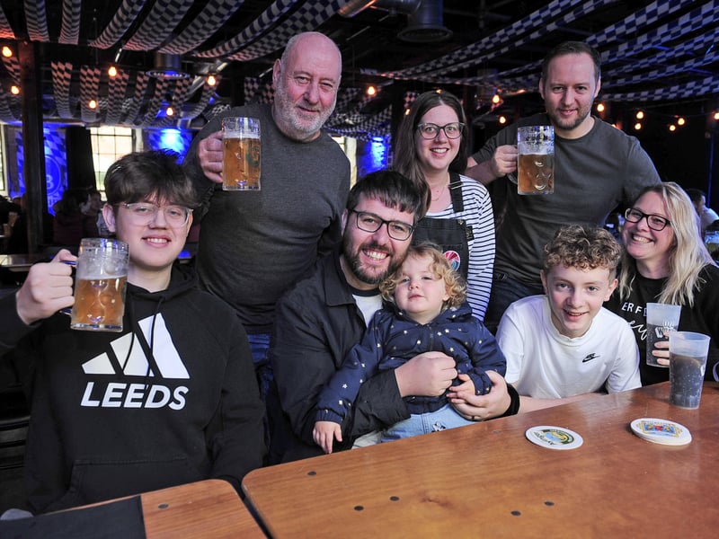 A family and friends get together at the family friendly afternoon session.