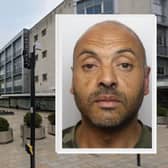 Carl Nadin, 44, of Kent Grange, pictured, has been banned from The Moor, Sheffield, after a court case heard of offences including threats, battery, and shoplifting. Picture: Google (background), and South Yorkshire Police (inset)