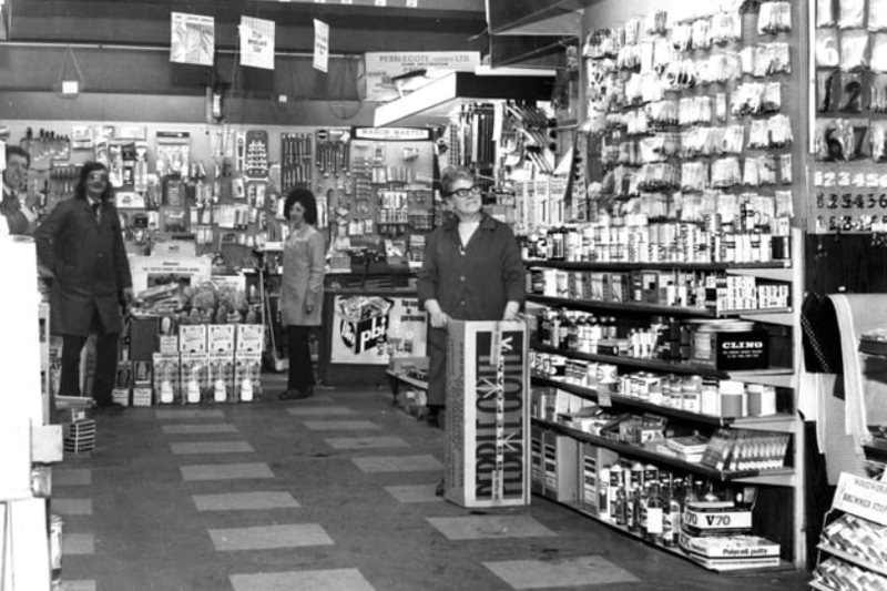 Panel pins, emulsion paint and door numbers. What’s not to love at Mackays and here is a 1973 view of the DIY store. Photo: Shields Gazette