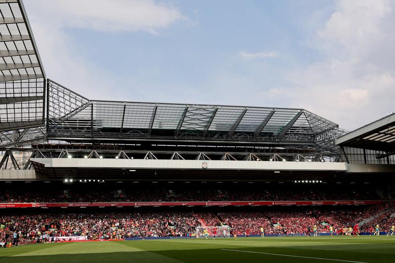 A view of the new stand at the Anfield Road end from earlier this season against Nottingham Forest.