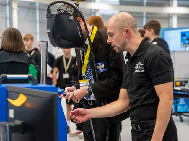 Young people were able to try their hands at Virtual Welding. (Photo courtesy of the Advanced Manufacturing Research Centre)