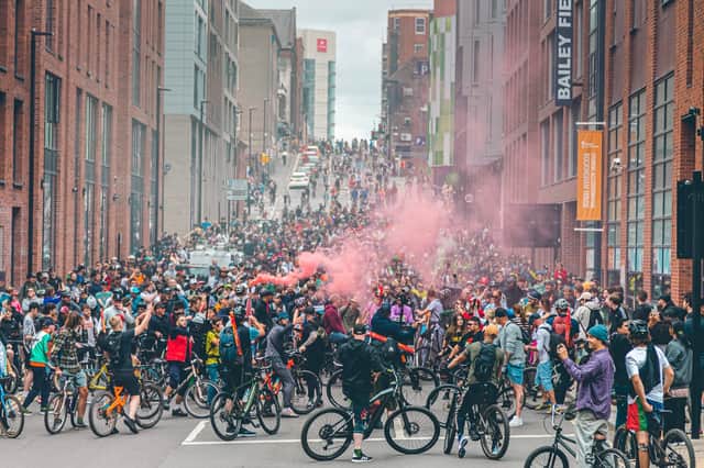 Hundreds of cyclists took part in the Drum & Bass On The Bike ride through Sheffield in 2022. It is set to return on Sunday, October 8, 2023, at 2pm. Photo: Drum & Bass On The Bike/Dom Whiting