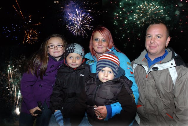 Pauline and Nigel Lamb with, Kyle,3, Craig,8 and Courteney,9 at the Houghton Feast firework display in 2011.