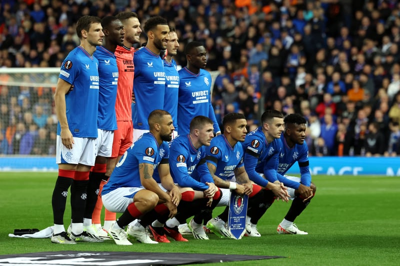The Rangers starting XI to face Real Betis pose for photos ahead of kick-starting their Europa League campaign with a 1-0 win.