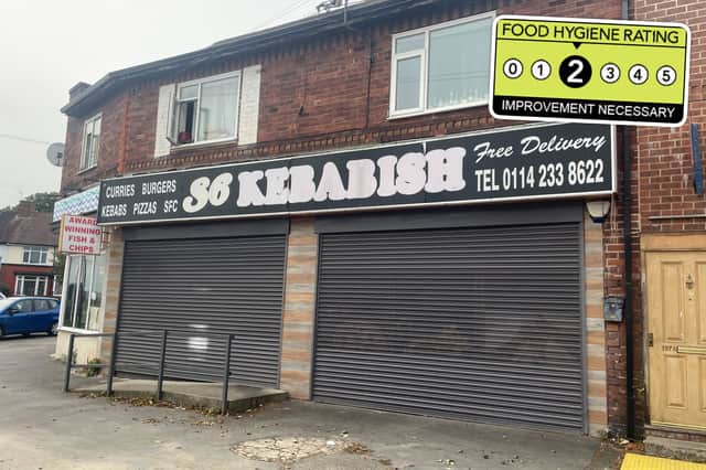 A food hygiene officer inspecting s6 Kebabish, in Hillsborough, found that it required “a thorough deep clean".