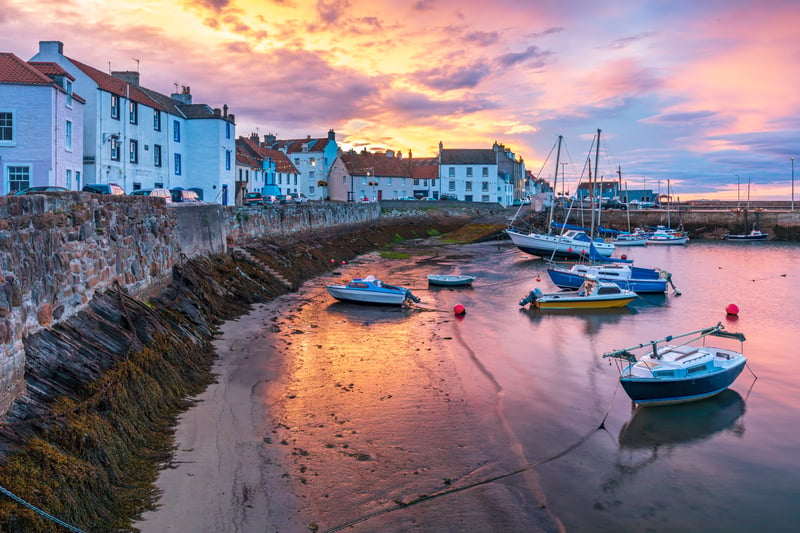 Fife was given a desirability score of 6.29 out of 10. St Monans village harbour in the historic Scottish county is pictured above.