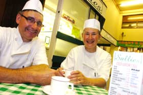 Andrew and Sallie Steyn at Sallies Cafe, in Castle Market, Sheffield, in 2007