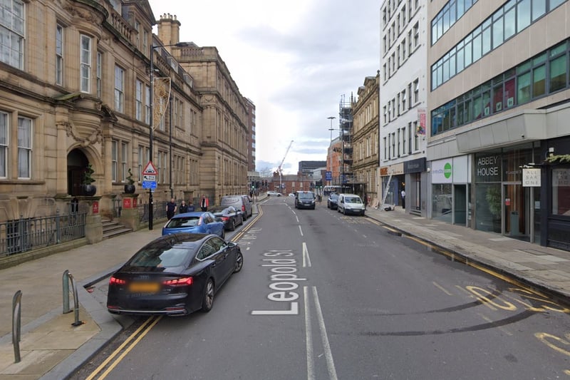 The third-highest number of reports of  offences that took place in Sheffield in August 2023 were made in connection with incidents that took place on or near Leopold Street, Sheffield city centre, with 27