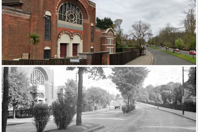How Ryhope Road looked in 1952 and 2022.