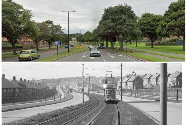 Durham Road in 1952 and 2023.