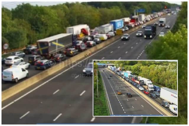 The M1 southbound is severely congested following a multi-vehicle crash between J35 and J34 at around 2.25pm. Traffic has slowed to around 5mph and queues of six miles have been reported.
