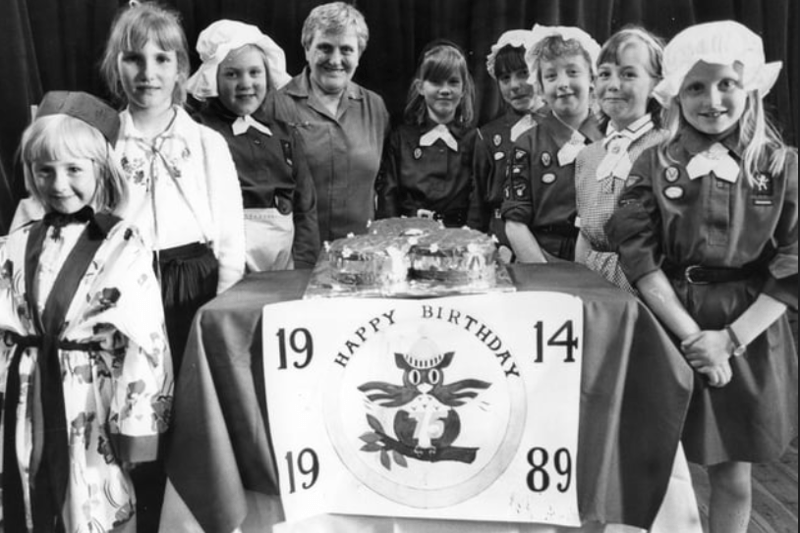 Brownies from the 4th St Pauls and the 5th St Peters on an open night for the girls parents at St Peters Church Hall. Remember this from 1989? Photo: Shields Gazette