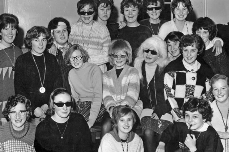 Girl Guides of the 12th Westoe Baptist Company having fun at a beatnik party which they held in the church hall. Remember this from February 1963?