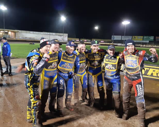 Sheffield have confirmed Kyle Howarth and Josh Picking for their 2024 line-up. Picture shows the pair among team mates after their 2023 title win. Pictiure: David Kessen, National World