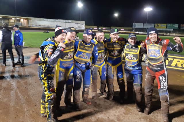 The Tigers riders after Sheffield Tigers won the Speedway Premiership. Picture: David Kessen, National World