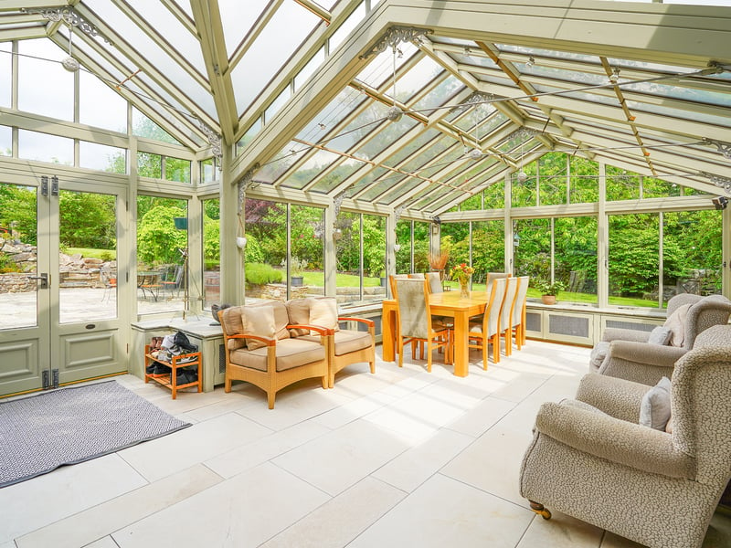 The garden room/conservatory is located to the rear of the property. (Photo courtesy of Redbrik)