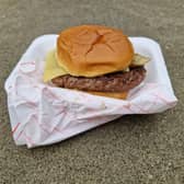 A kangaroo burger from the Speciality Burgers stall at the continental market on Pinstone Street, beside the Peace Gardens, which cost £6.